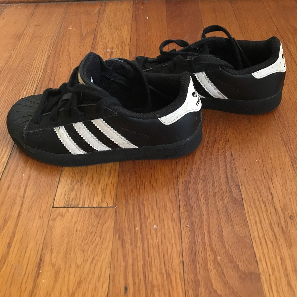 Girls Black Shell Toe Adidas