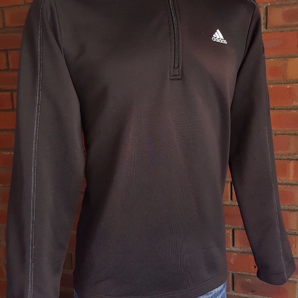 adidas Black Pullover 1/4 Zip Long Sleeve Sweater - Picture 2 of 7