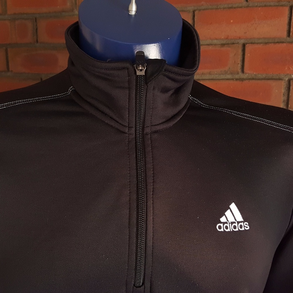 adidas Black Pullover 1/4 Zip Long Sleeve Sweater - Picture 1 of 7