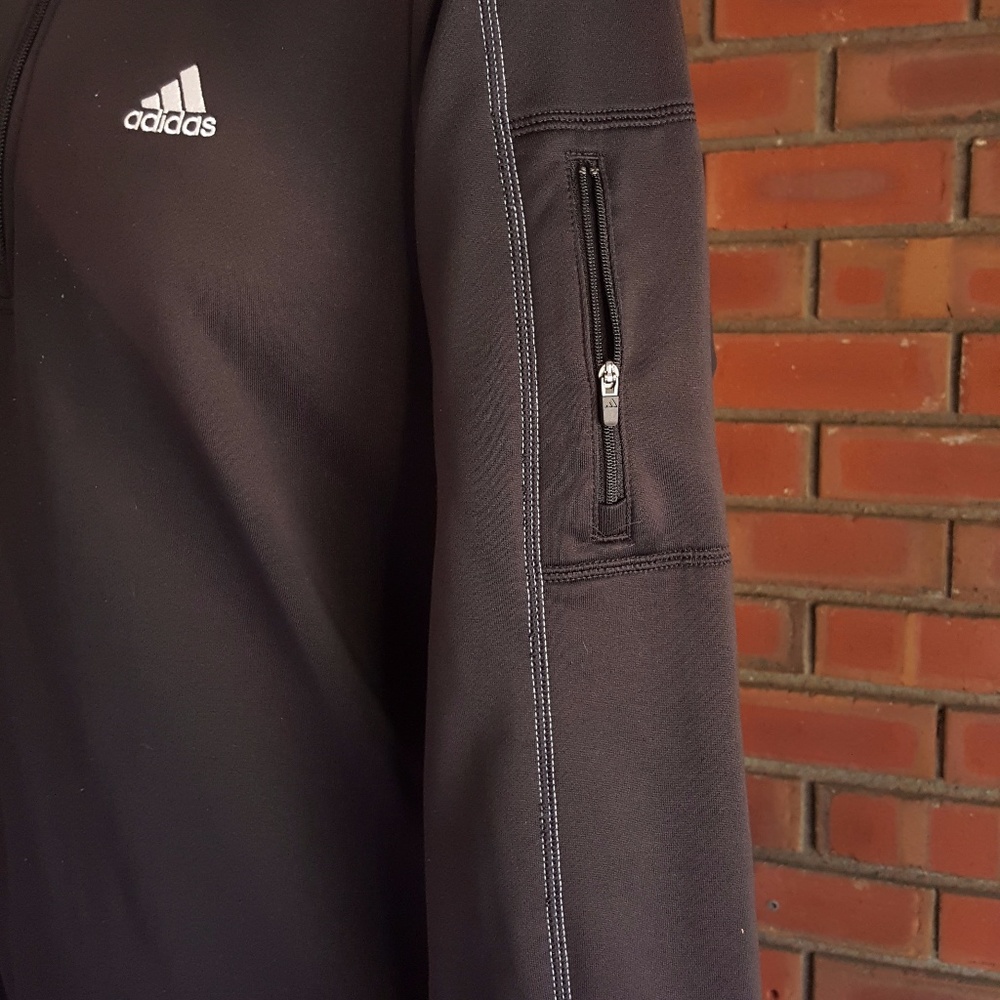 adidas Black Pullover 1/4 Zip Long Sleeve Sweater - Picture 4 of 7