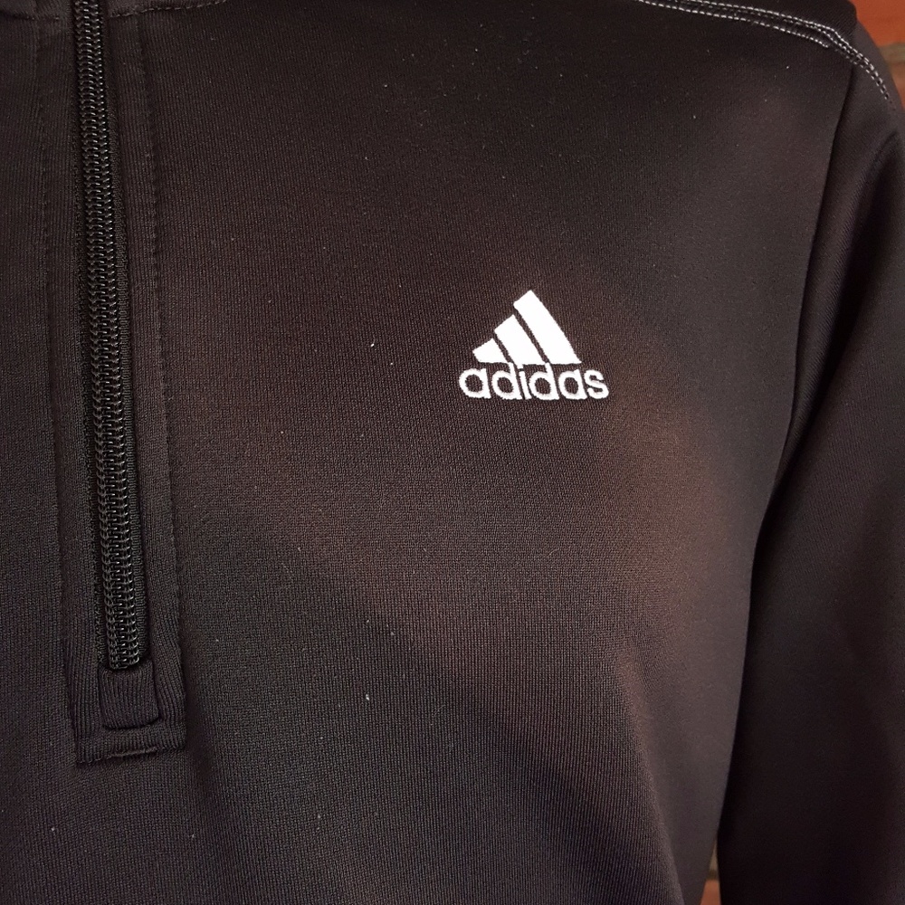 adidas Black Pullover 1/4 Zip Long Sleeve Sweater - Picture 3 of 7