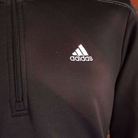 adidas Black Pullover 1/4 Zip  Long Sleeve Sweater - Picture 3 of 7