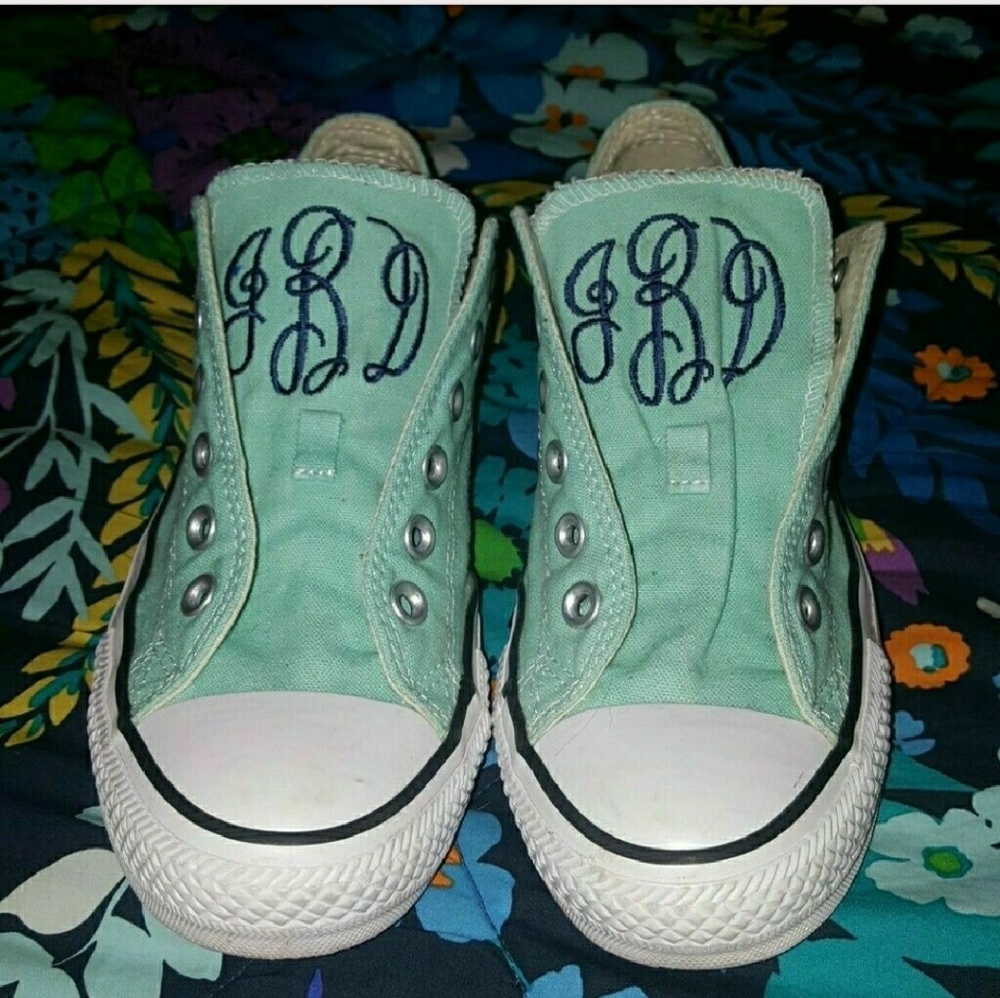 Mint Monogrammed Converse