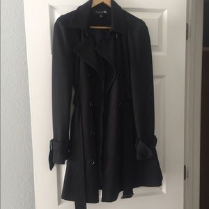 Black self tie trench jacket