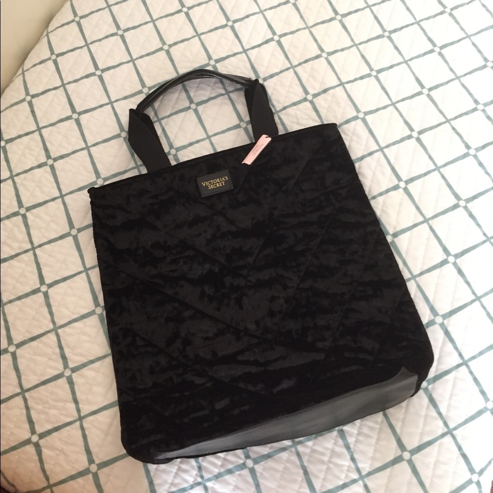 Victoria's Secret VELVET BLACK TOTE BAG