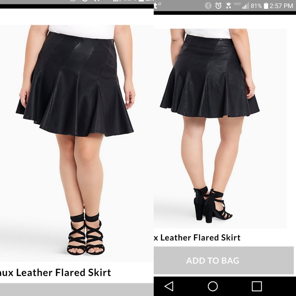 Torrid Faux Leather Flared Skirt