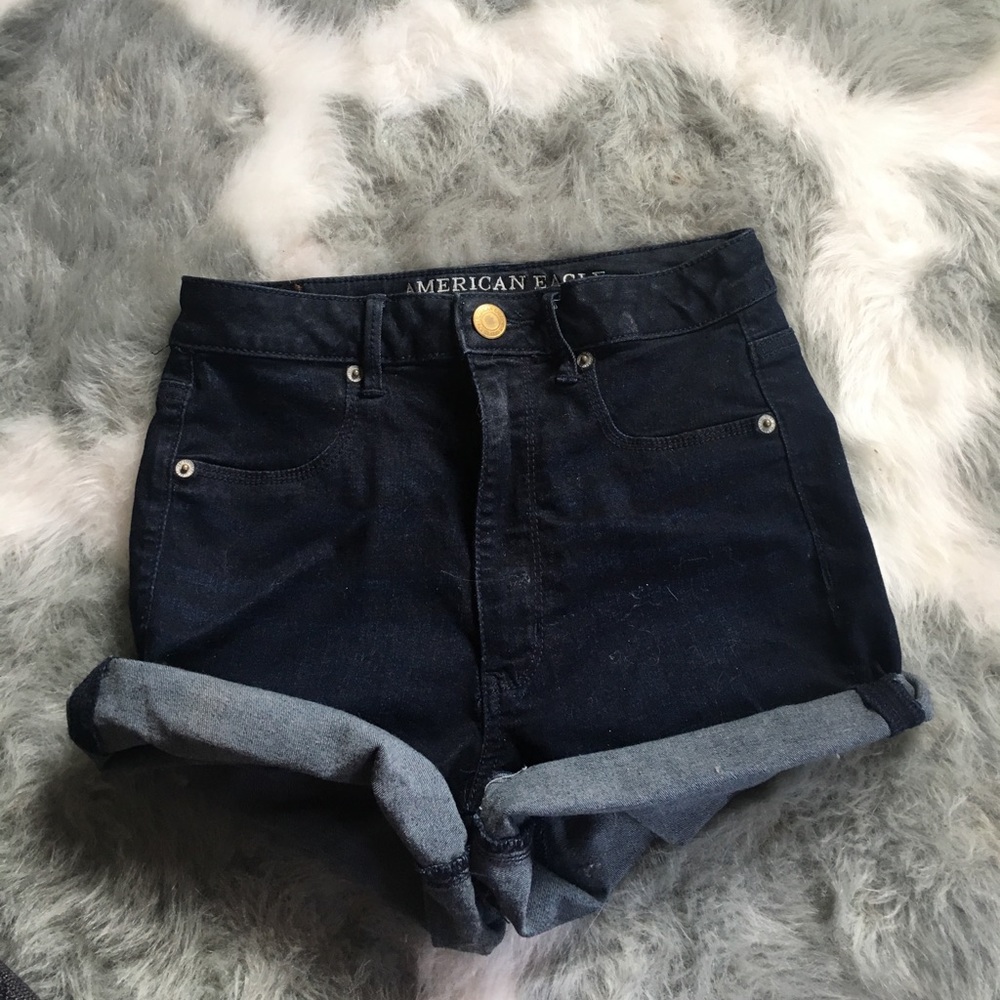 High waisted cuffed jean shorts