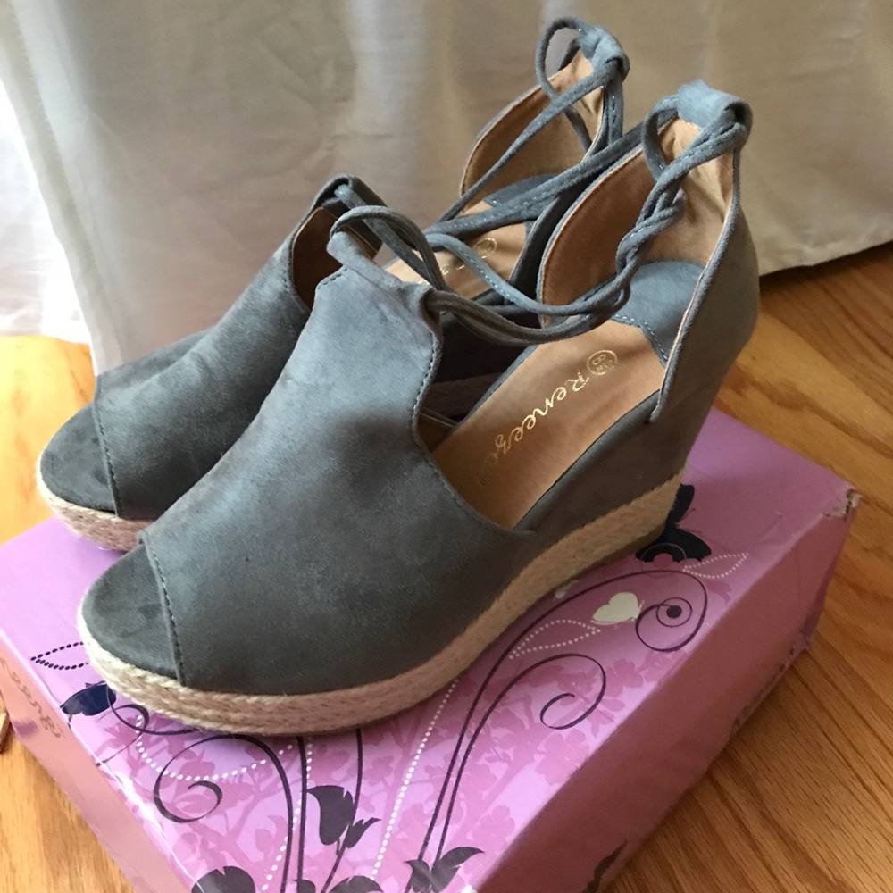 Peep Toe Wedge Sandals, Size 8.5!