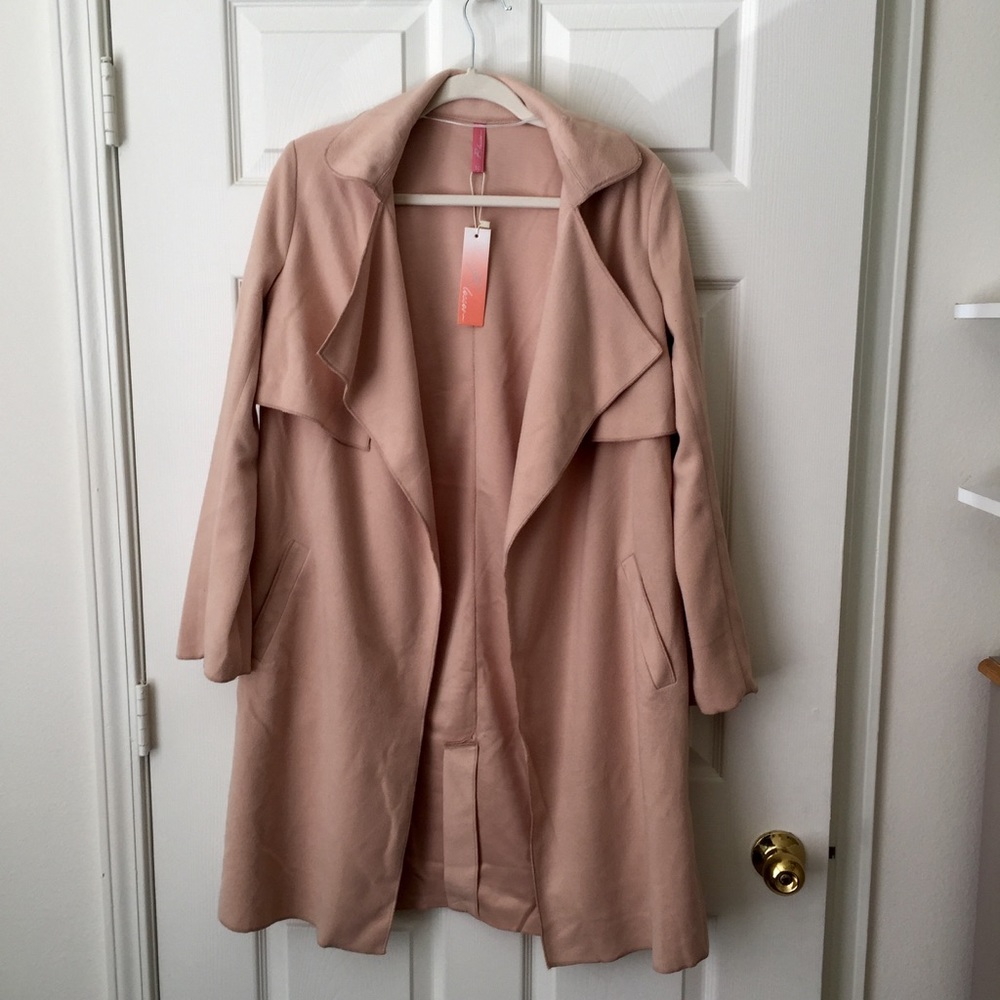 Tan waterfall duster coat