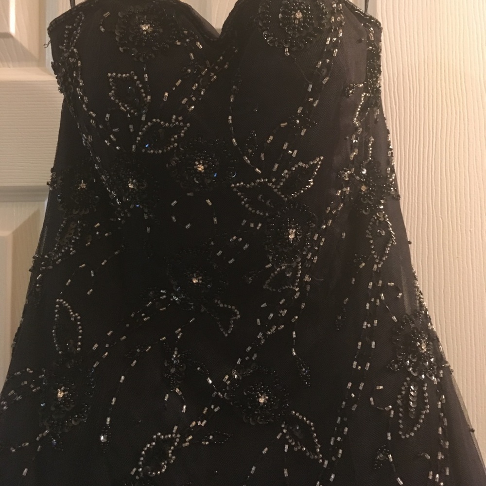 Black Beaded Evening Gown