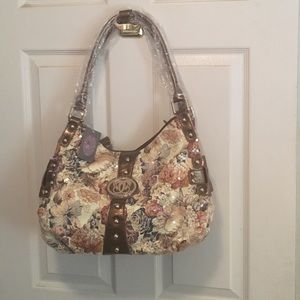 Sharif Floral Sequin and Leather Purse