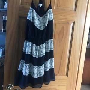 Navy blue & white lace dress