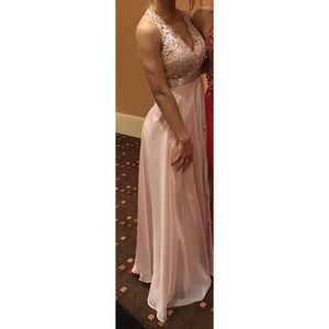 Pink flowered prom dress