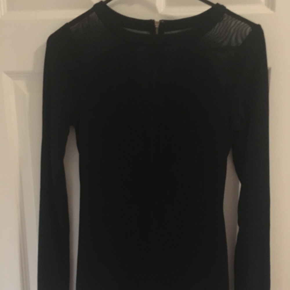 Black long sleeve dress with mesh detailing