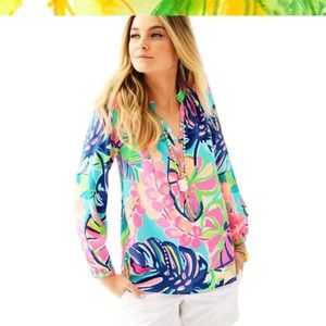 NWT ELSA SILK TOP - EXOTIC GARDEN