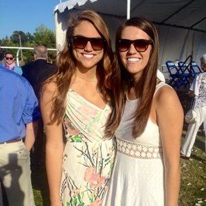 Yumi Kim cream, coral, and green floral dress