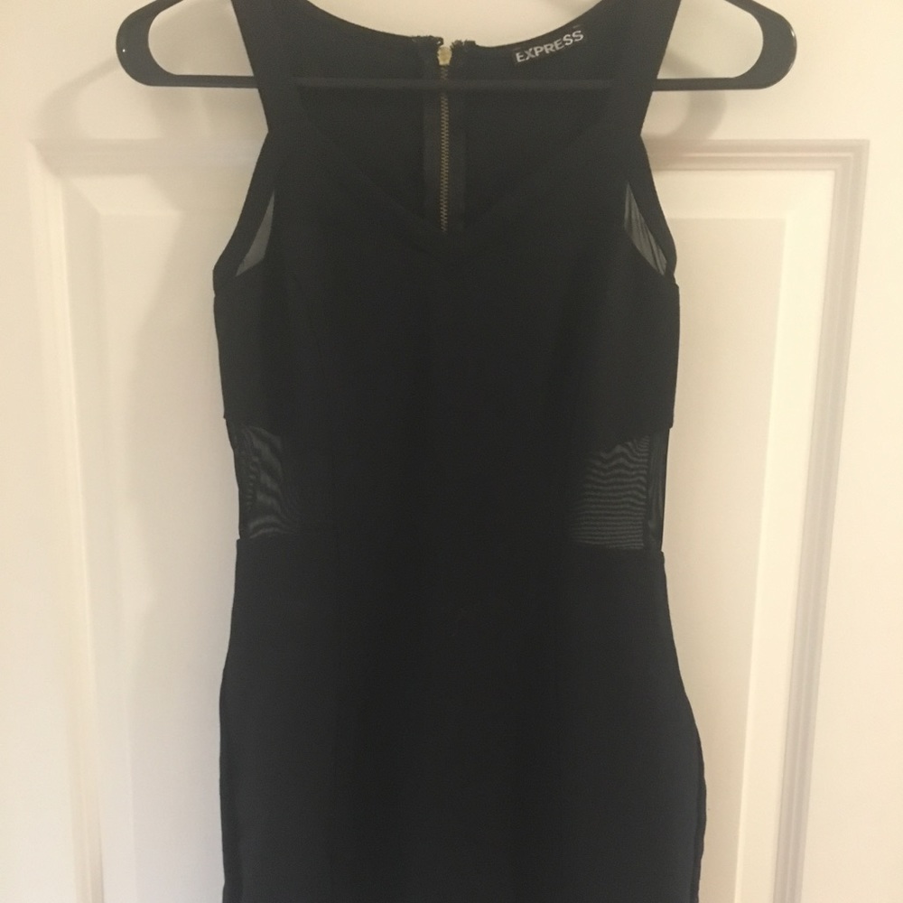 Black dress with mesh detailing
