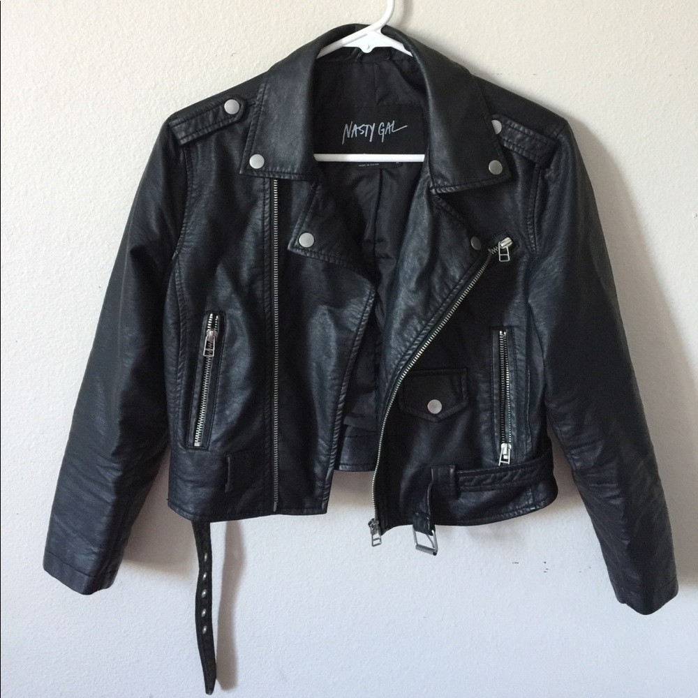 Nasty Gal Cropped Faux Leather Moto Jacket