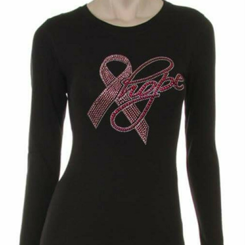 💕💥5-STARS Breast Cancer Awareness Bling T-shirts - Picture 2 of 2
