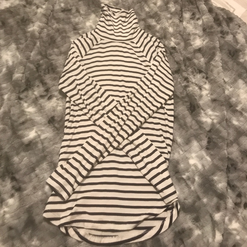 Black and white striped turtleneck