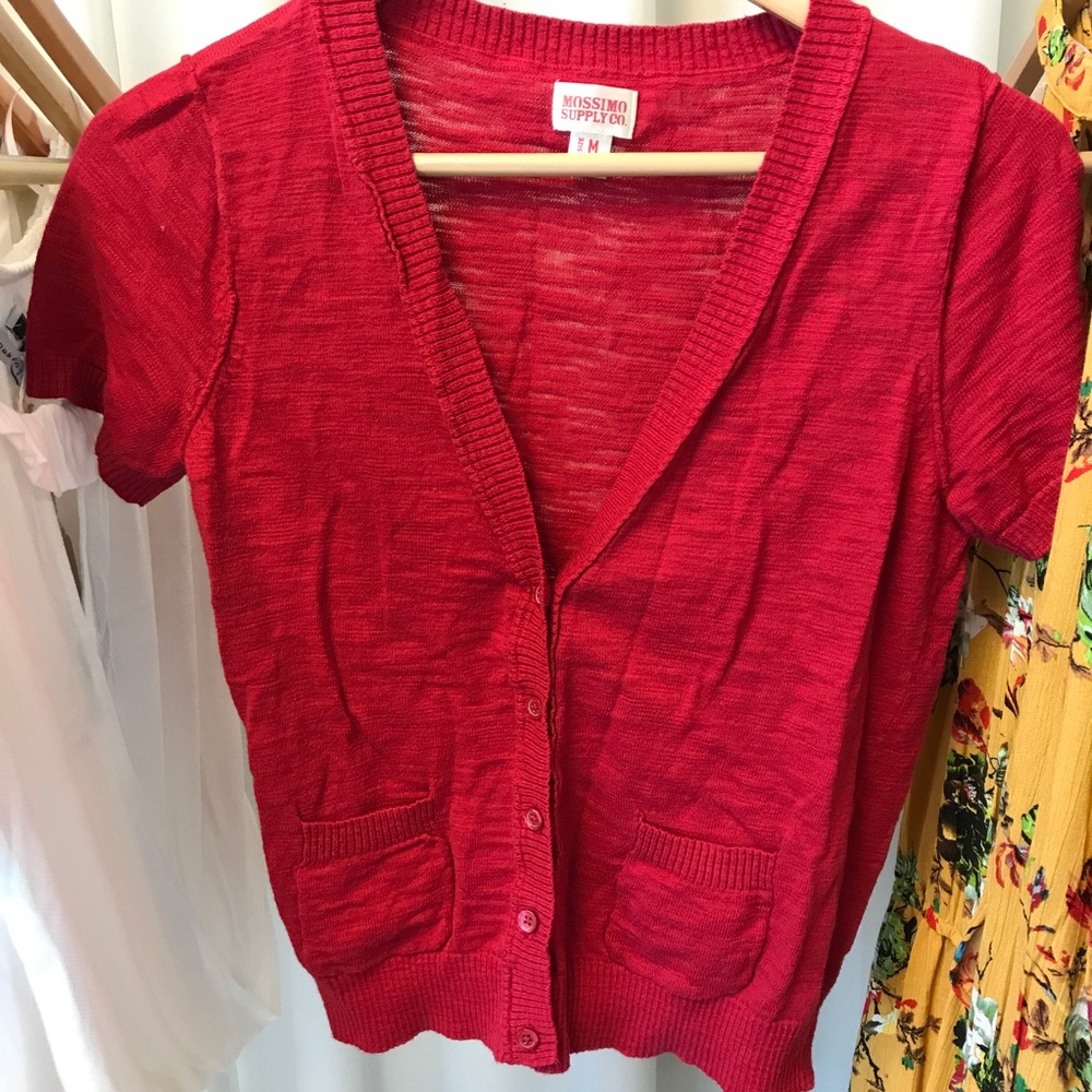 Red cardigan