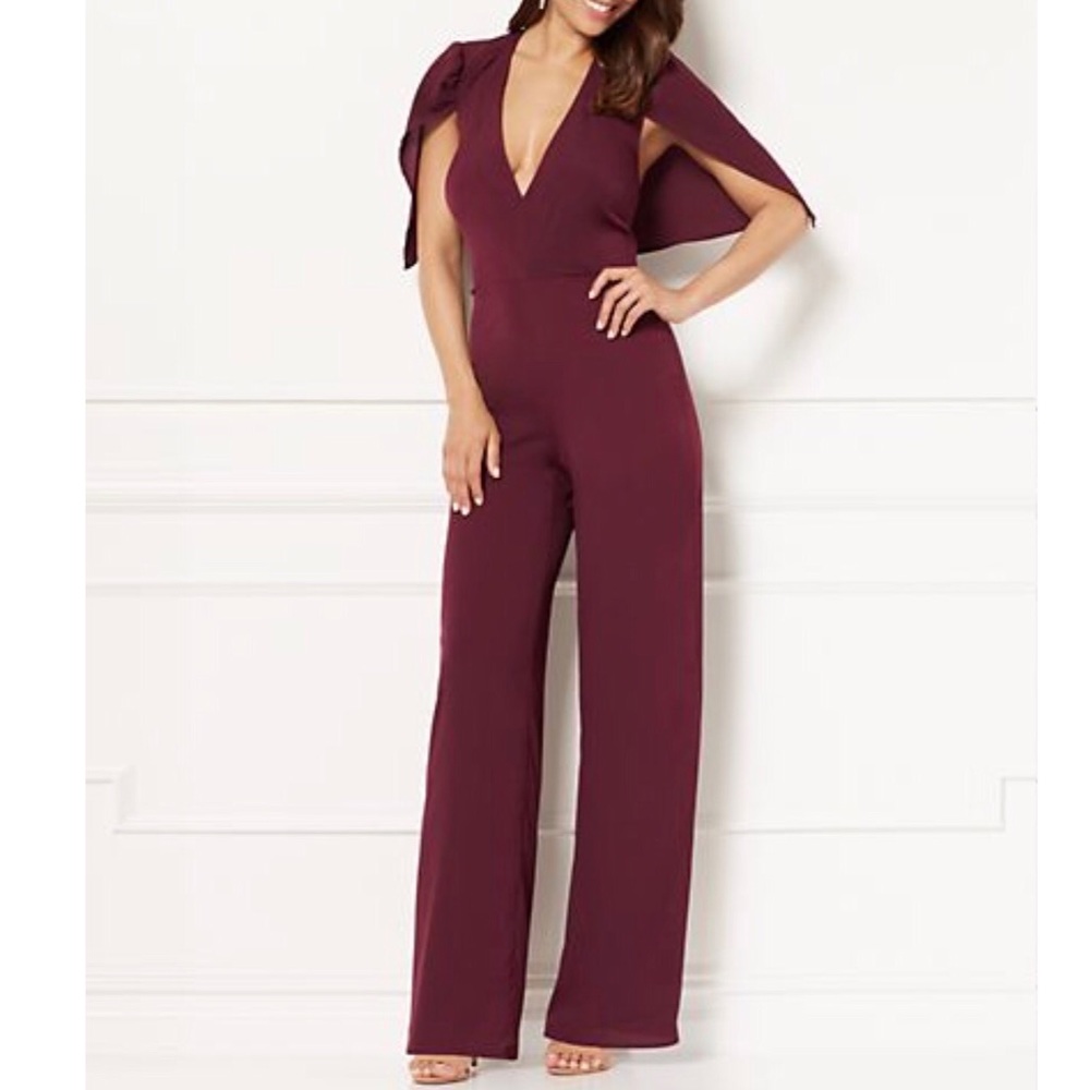 NY&Co burgundy jumpsuit
