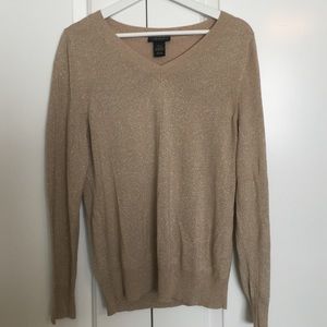 Lane Bryant Gold Glitter v-neck sweater size 14/16