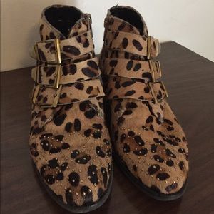 Topshop leopard studded ankle boot