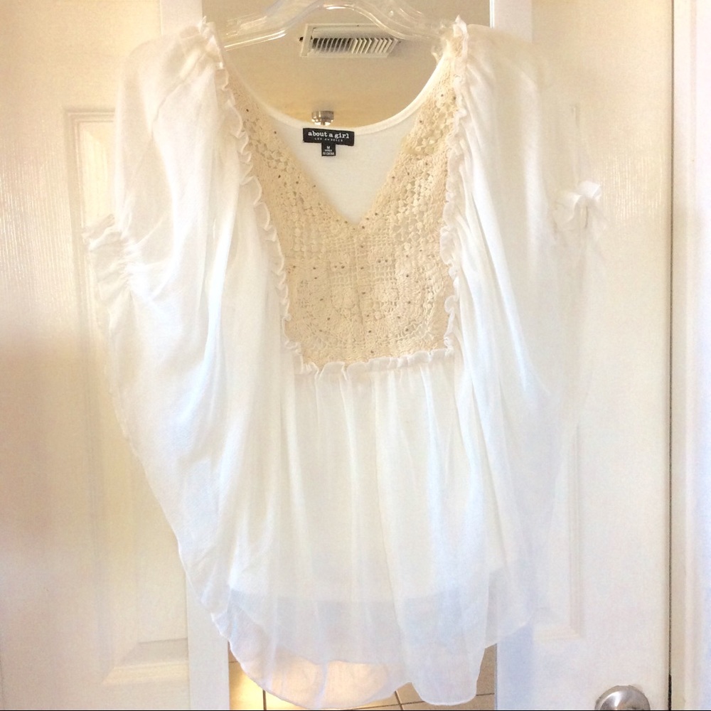 Boho white medium flowy Top