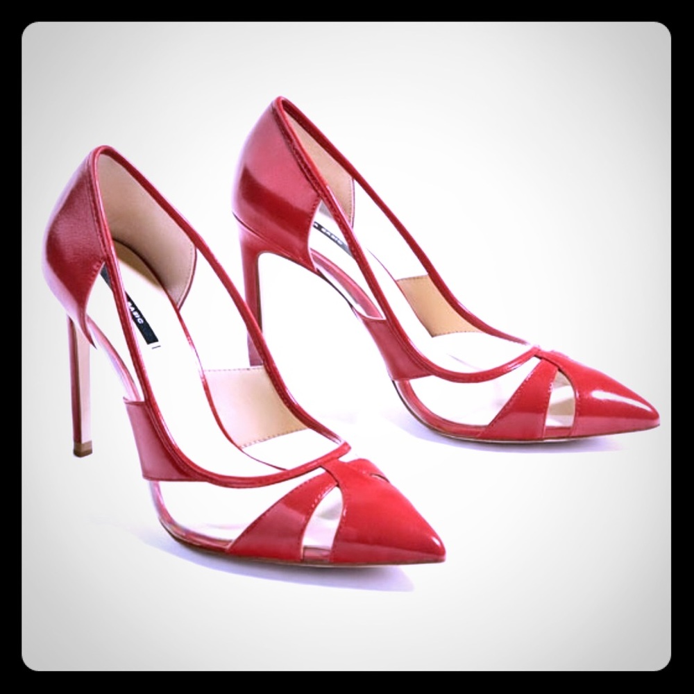 ZARA vinyl red court shoes.  New with box