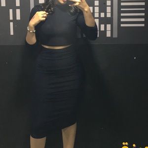 2 piece navy blue set