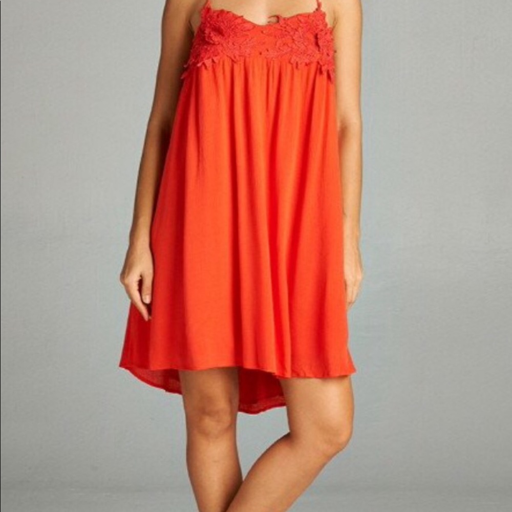 Dress orange crochet front detail under $30