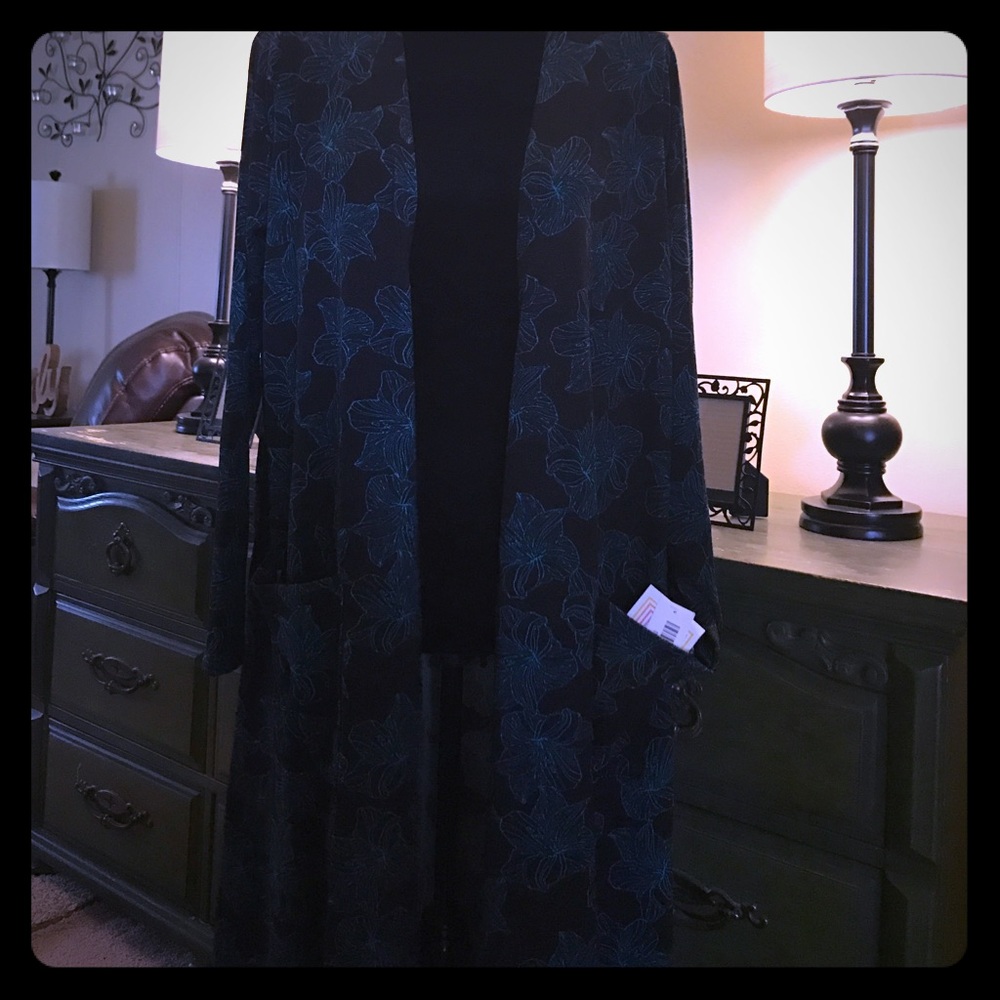 NWT lularoe sarah L floral black and teal