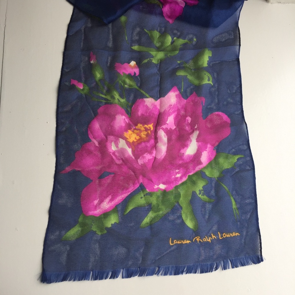 Lauren Ralph Lauren silk scarf new NWT floral rose - Picture 3 of 5