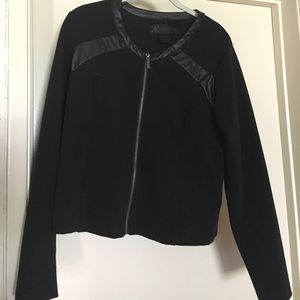 Black blazer with pleather trim