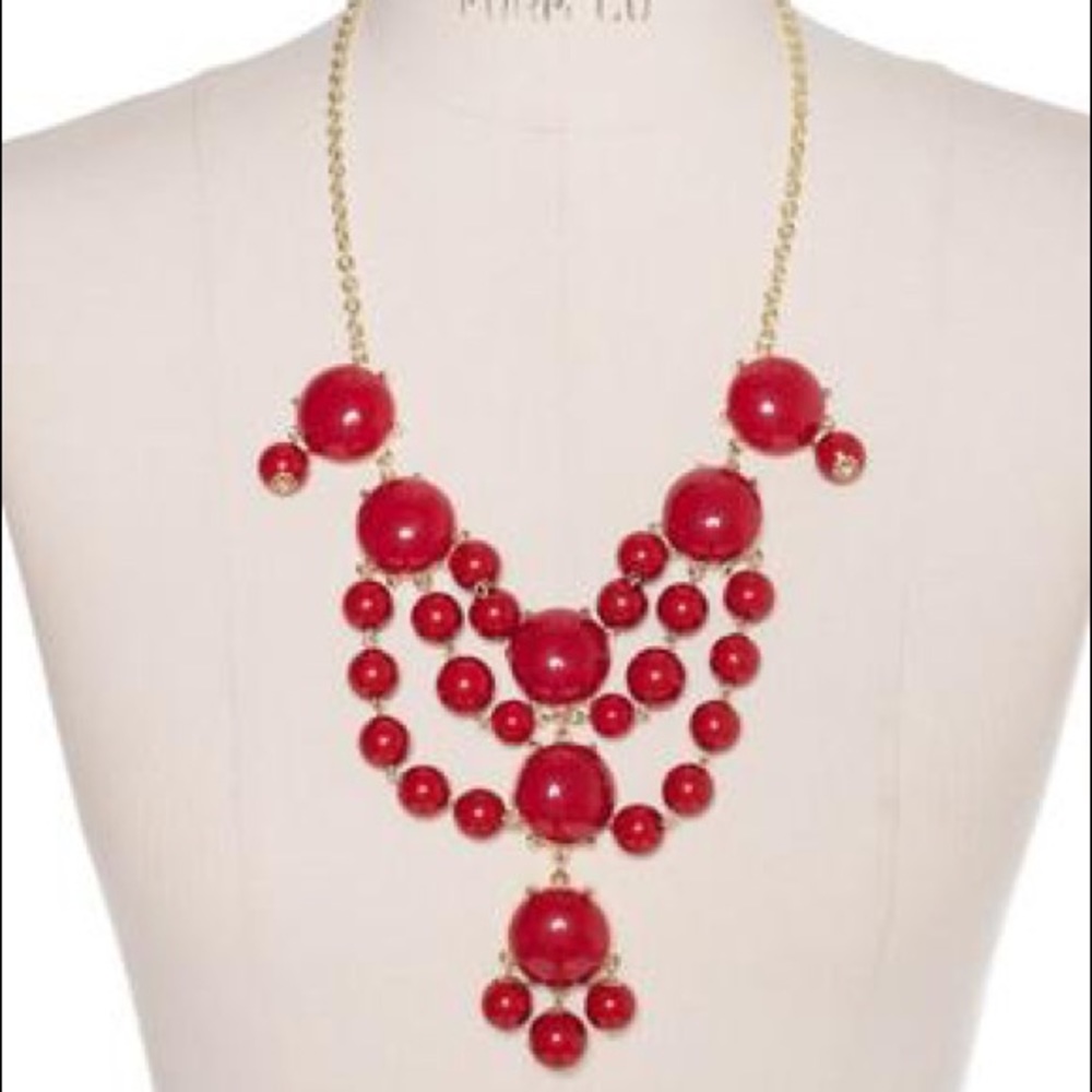 NWT Red Chandelier Bubble Necklace & Earrings