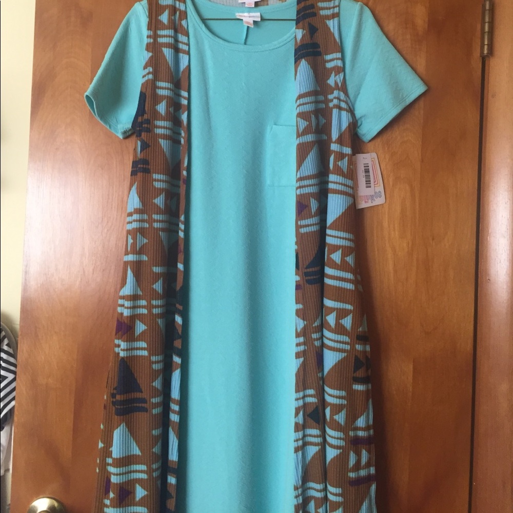 Lularoe Carly + Joy outfit xs light turquoise NWT