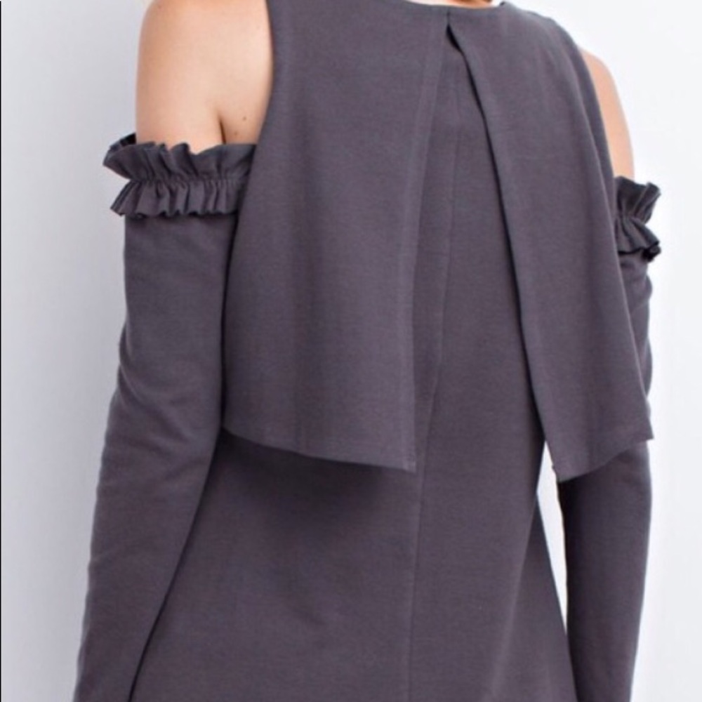 Ruffled Cold Shoulder Top - Picture 2 of 2