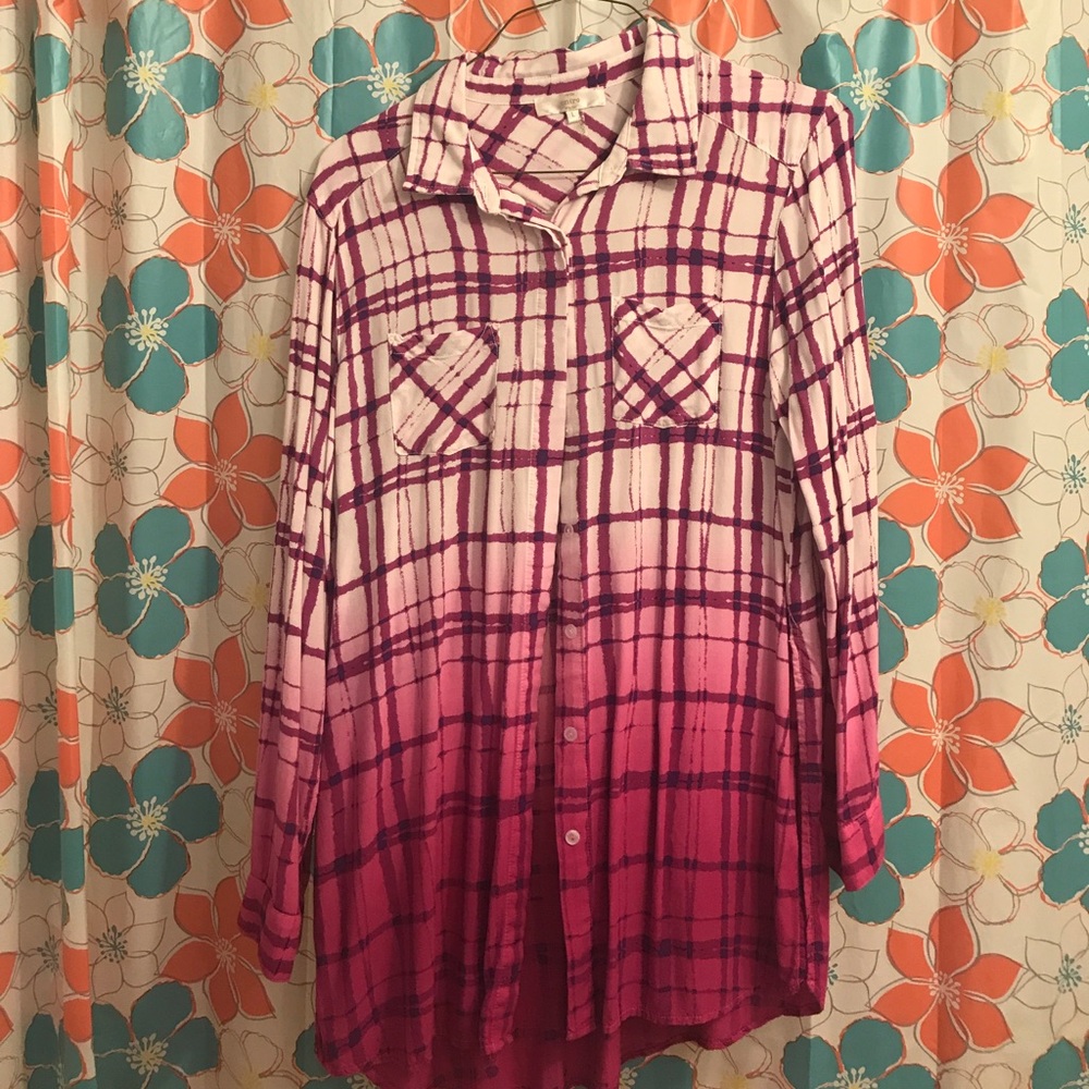 Boutique ombré plaid top