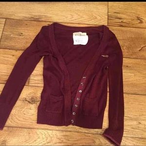 Red button up Hollister sweater