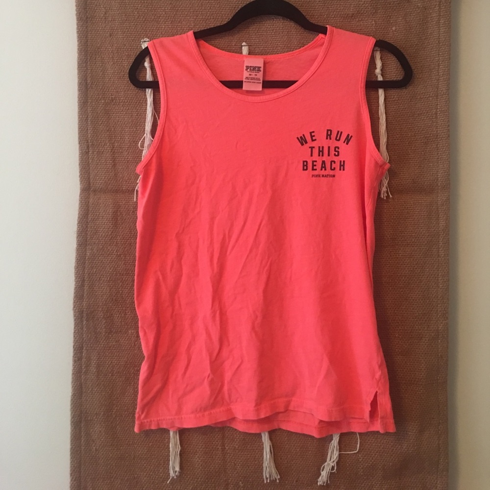 "We run this beach" PINK tank