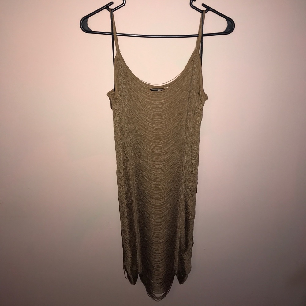 Adorable tan flapper dress with draped fringe