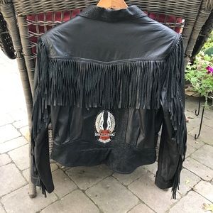 Vintage leather fringe jacket Harley Davidson