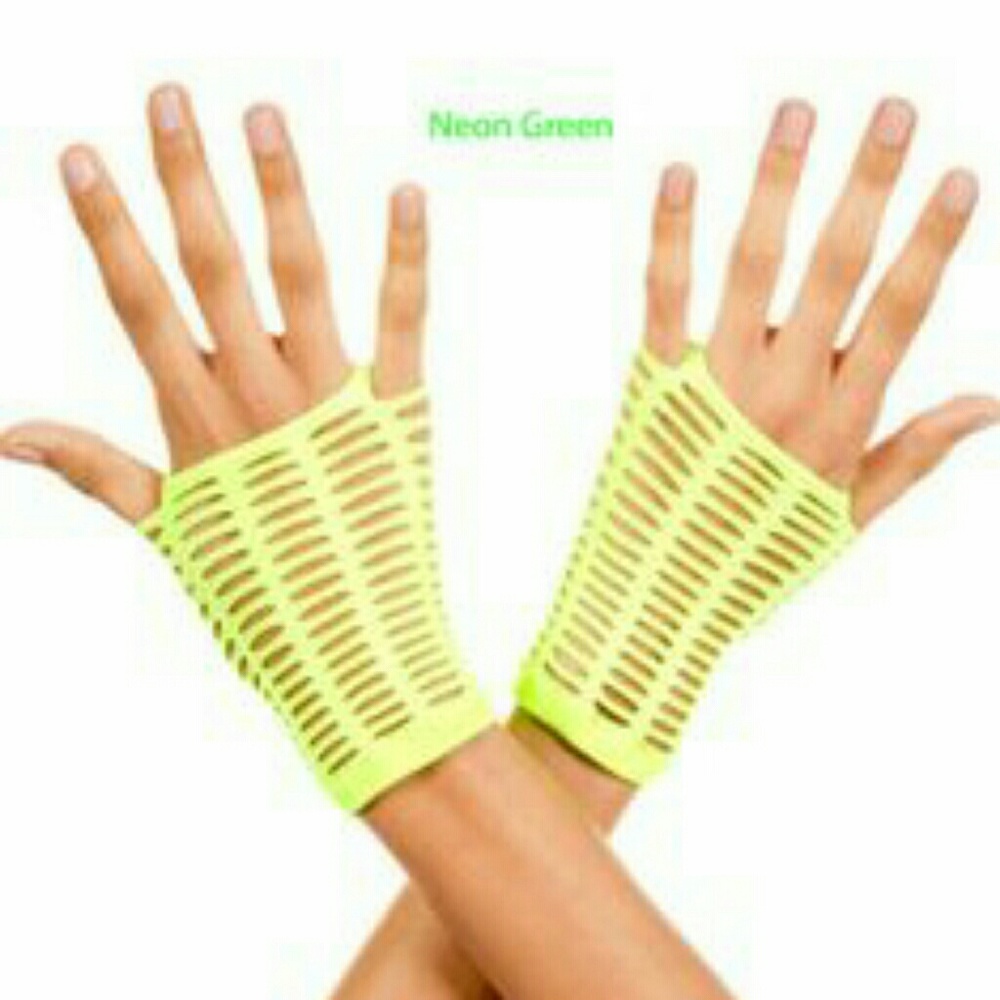 Neon Green Oval Net Gloves