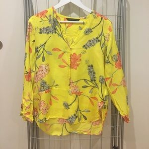 Zara bright yellow floral blouse