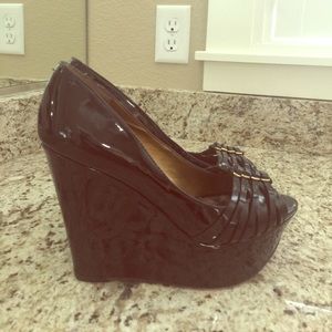Sam Edelman Black Patent Platform Wedges