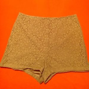 Forever 21 high waisted tan lace shorts