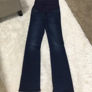 Pink blush maternity jeans. Dark Blue