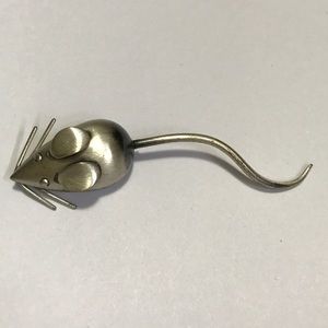 Sterling Silver Mouse Brooch. Signed. 3" EUC