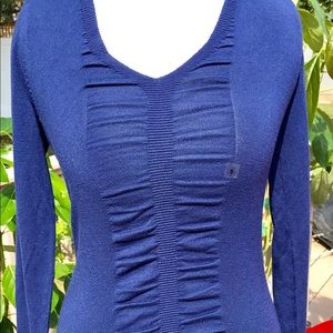 Express women's blue v neck ribbed sweater size S